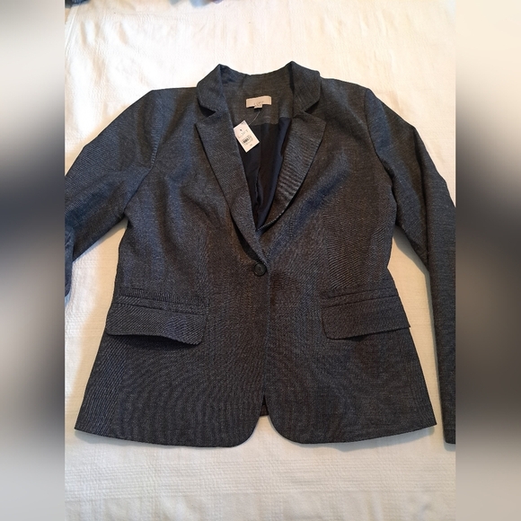 Loft women's blazer size 10 blue heather, dual front pockets, New - Picture 4 of 8